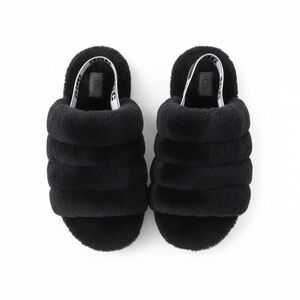 UGG Black Fluffy Slippers, size 9